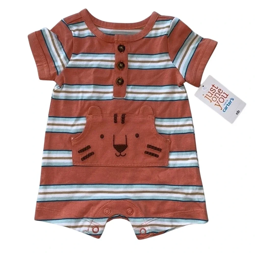 Just One You Carter's Baby Boy Newborn Orange Tiger Stripe Romper NB‎
